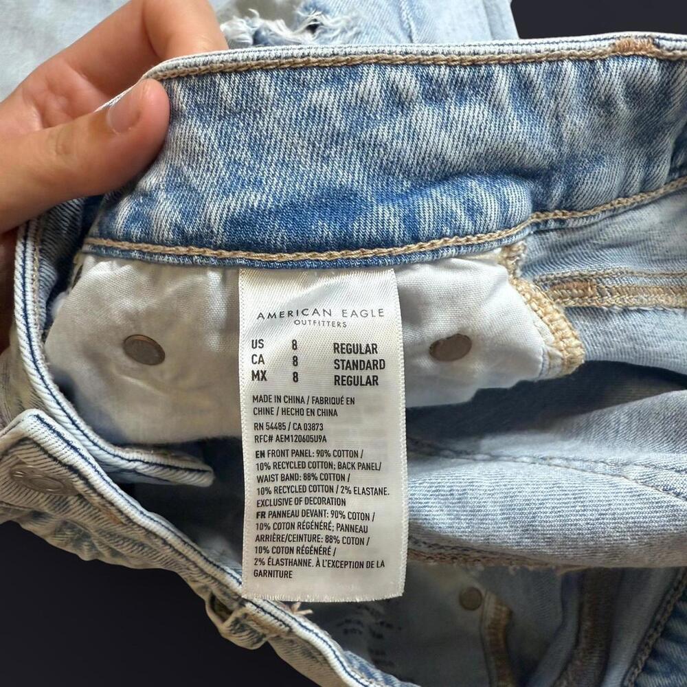 American Eagle Super High Rise Baggy Wide Leg ankle Jeans - Size 8 - Picture 5 of 5